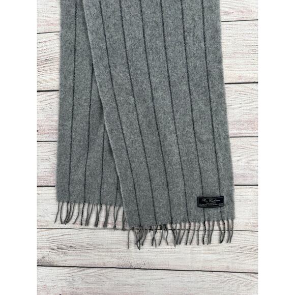 Pure Cashmere 100% Cashmere Striped Scarf Gray 11.5"x64" - Picture 4 of 8
